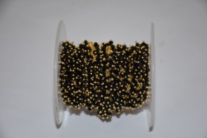 Chaîne de perles de prière en verre noir de qualité supérieure, plaquée argent, avec fil enroulé, pour la fabrication de bijoux - Product Image 1