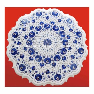 Mesa de centro de mármol blanco con incrustaciones - Product Image 1