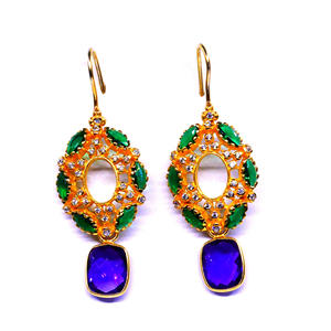 Chrome Diopside Blanc Topaze Améthyste Boucle D'oreille En Argent Sterling 925 Pierre Précieuse Plaqué Or Femmes Couple Précieux - Product Image 1