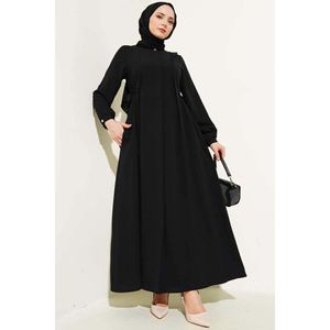 Robe boutonnée à nouer sur le côté Noir - Product Image 4