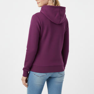 Sudadera con capucha para mujer, estilo casual, 100% algodón, forro polar grueso, diseño de bloques de color, transpirable, para gimnasio, con cierre de cremallera, OEM/ODM - Product Image 5