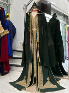 Caftán Tradicional Marroquí, Takchita Vintage de Manga Larga, Caftán Musulmán de Organza Bordado, Caftán Largo Hasta el Suelo, Formal y Modesto para Bodas - Product Image 6