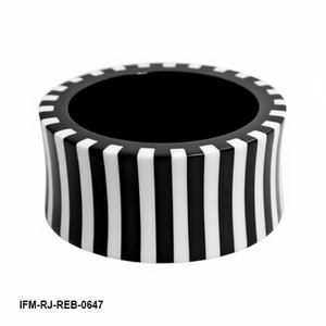 Handmade <b>Black</b> and White Striped Resin Bangle Chunky Bold Stripe Statement <b>Bracelet</b> Jewelry for <b>Women</b> - Product Image 1