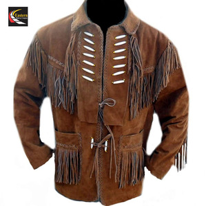 Meilleure vente veste en cuir suédé à franges de l'Ouest en gros Prix direct d'usine - Product Image 1