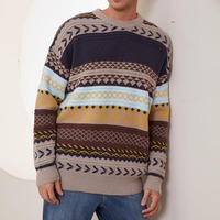 Pulls en tricot respirants 100 % coton, style vintage, unis, pour hommes, mode hiver, personnalisés, col rond, 260 g, impression numérique
