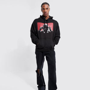 Sweat à capuche personnalisé pour homme, 450 g/m², en molleton épais, délavé à l'acide, imprimé effet vieilli, écologique, 100 % coton, sans cordon, avec poche, coupe oversize - Product Image 4