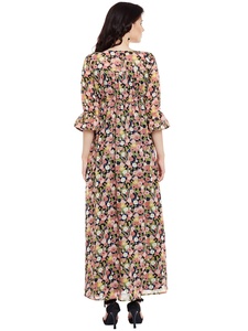 Robes longues pour femmes Fashion Plus, bretelles spaghetti naturelles, kaftan traditionnel africain/musulman, longueur cheville, dentelle viscose florale - Product Image 3