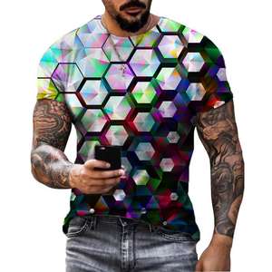 Camiseta de hombre con estampado de gota de agua 3D geométrico nueva moda de verano cuello redondo camisa suelta de manga corta Camiseta informal para hombre - Product Image 5