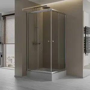 מגש מקלחת כניסה פינתית 6 מ""מ זכוכית משופעת ייצור Oem ו-ODM יכול לשמש בבתים, דירות, וילות ובתי מלון.