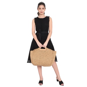 Bolso de mano de ganchillo de alta moda hecho a mano, rafia natural, bolsa de compras de viaje de playa de verano, venta al por mayor para invierno y primavera - Product Image 2