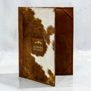 Carpeta de Menú Rectangular de Cuero Vacuno de Lujo con Logotipo Personalizado - Cubierta 100% Hecha a Mano con Pelo de Vaca, Diseño Contemporáneo y Duradero - Product Image 6