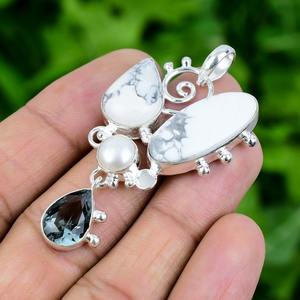 925 joyería colgante clásica sólida para mujer 925 plata esterlina howlita piedra preciosa estilo bohemio colgante hecho a mano Regalo para mamá - Product Image 2