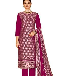 Conjunto Kurti de Fiesta para Mujer con Bordado de Lentejuelas y Satén de Diseño Exclusivo de Fab Zone - Product Image 1