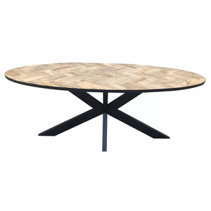 Ensemble de table et de chaises de salle à manger en bois massif moderne à chevrons avec un design en os de poisson pour l'hôtellerie et la restauration - Product Image 3