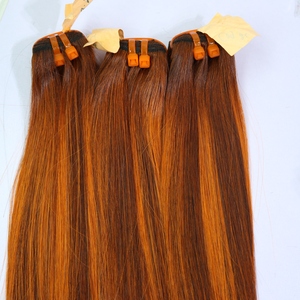 Super doble dibujado cabello humano virgen, 12A grado hueso recto Vietnam extensión de cabello humano paquete naranja Piano Color - Product Image 3