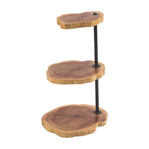 Nouveau Design élégant forme ronde finition naturelle support à gâteau en bois plateau fête de mariage dessus de Table support à gâteau décoratif - Product Image 2