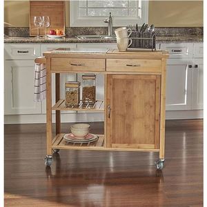 KIBamboo Mobile Kitchen Shelf Modern Design 105x50x90cm Made of <b>Oak</b>-KIB001 - Product Image 5