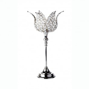 Bougeoir en T argenté avec perles de cristal Design fantastique pour le salon de la maison et la décoration de vacances - Product Image 5