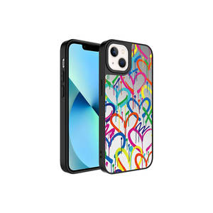 Étui de téléphone pour iPhone 13 avec finition brillante de qualité supérieure, motif cœur miroir, protection de l'appareil photo, TPU souple, électroplaqué, élégant, INS - Product Image 1