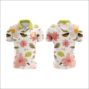 Vente en gros de polo de golf pour hommes à séchage rapide décontracté en polyester athlétique design floral personnalisé maillot respirant ajusté athlétique - Product Image 1