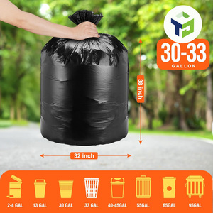 30-33 Gallon Medium Duty Side Gusset Trash <strong>Bags</strong> Thick Durable &amp; Puncture-Resistant <strong>HDPE</strong> Plastic Recyclable Supermarket Use - Product Image 2