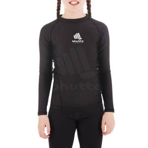 Black Color Full Simple Plain Kids Rash Guard New Arrival MMA Rash Guard for Boy & Girls - Product Image 1