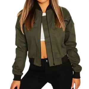Women's Fall New Style Crop Top <b>Coats</b> Breathable Varsity Jacket with Wool Lining Custom Stand Varsity Jacket Cotton Filled - Product Image 1