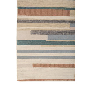 Alfombras de Lana Tejidas a Mano Indusbar Gold Flat Weaves, Alfombras Rectangulares Abstractas de Yute para el Hogar, Dormitorio, Pasillo - Modelo ADWV-13040 - Product Image 4