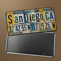 Letrero Metálico Vintage de San Diego, EE. UU., Estilo Rústico Retro, Decoración de Pared para Tienda de Playa o Garaje