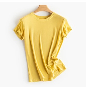 เสื้อยืดคอกลมแขนสั้นผ้าถักสำหรับผู้หญิงเสื้อยืด2025ฤดูร้อน - Product Image 1