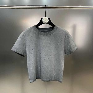 T-shirts pour hommes élégants décorés de strass personnalisés en coton lourd Clubwear Hip Hop à manches courtes mode Streetwear Tee - Product Image 2