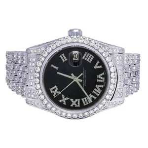 Reloj de Pulsera de Acero Inoxidable Mecánico con Diamantes Cultivados en Laboratorio de Primera Calidad, Estilo Antiguo, para Hombre - Product Image 6