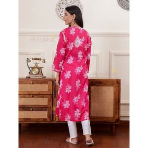 Hayat pour femme Mul coton Chikankari Kurti élégant fabriqué à la main vêtements ethniques léger tenue décontractée pour le confort quotidien et le style - Product Image 2