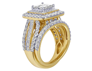 S925 Sterling Silver With Round & princess Cut Moissanite Iced Out Diamond Luxury Engagement or <b>Statement</b> <b>Ring</b> - Product Image 3