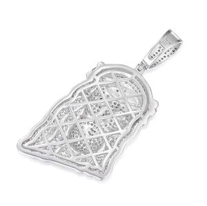 Colgante de Cruz Verde de Jesús con Piedras de Moissanita VVS, Colgante de Plata con Moissanita Real de Corte Redondo, Estilo Hip-hop - Product Image 4