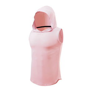 2025 hommes sans manches Fitness sport débardeur à capuche Offre Spéciale été couleur unie 100% coton T-Shirt avec techniques brodées - Product Image 4