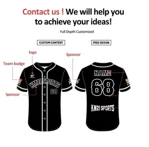 Camiseta de Béisbol Juvenil con logotipo personalizable, transpirable, 100% poliéster, precio de fábrica, ropa deportiva con botones - Product Image 2