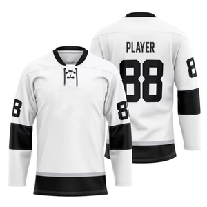 Jersey de hockey sobre hielo de poliéster transpirable personalizable para hombre MOQ bajo cantidad a granel técnica de diamantes de imitación propia ropa deportiva Jersey - Product Image 4