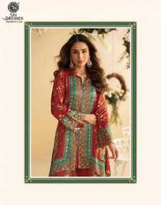 Conjunto de Kurta de Seda para Niñas, Elástico, Cómodo, Protección Solar, Sin Arrugas, Secado Rápido, Estilo Tradicional, Largo Medio, Neeta - Product Image 4