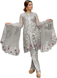 Qjimpex-traje tradicional indio de mujer, traje largo bordado pesado étnico Salwar Kameez con Dupatta a juego - Product Image 4
