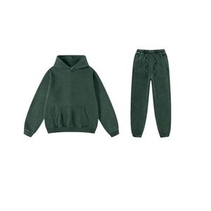 Conjunto de ropa para correr de invierno Unisex Color personalizado 100% algodón polar chándal Sudadera con capucha pantalones Jogger cordón transpirable - Product Image 6