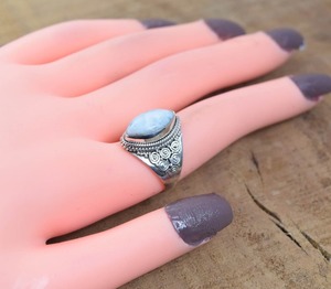 Bague Larimar Gemstone Promise Ring 925 Sterling Silver Jewelry Sterling Silver Handmade Boho Style Solid 925 Stamp Ring Jewelry - Product Image 2