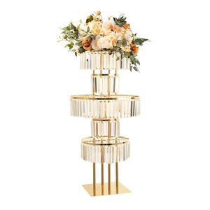 Soporte de flores de cristal de Metal dorado y plateado, centros de mesa de boda, decoración de boda, soporte de flores de Metal, jarrón. - Product Image 5