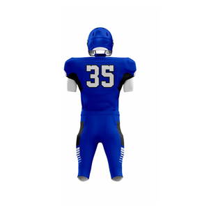 Customizable American Football Uniform Men's Blue Sublimated Moisture Wicking <b>Athletic</b> Fit Short Sleeve All Seasons - Product Image 3