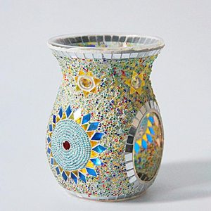 เตาน้ำมันแก้วทำด้วยมือหลากสีเครื่องเขียนโมเสคเครื่องเผาขี้ผึ้งสำหรับเป็นของขวัญเตาแก้วโมเสกสำหรับแสงโรแมนติกบนโต๊ะอาหาร - Product Image 5