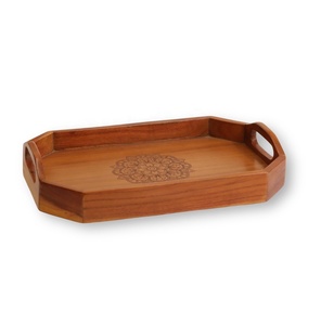 Bandeja de servicio de forma redonda de madera de acacia Bandeja de diseño clásico de Venta caliente Producto de Venta caliente Bandeja de alta calidad Uso para el hogar y el hotel - Product Image 4