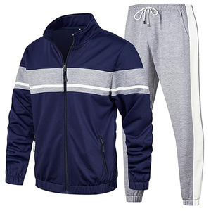 ชุดออกกำลังกาย2ชิ้นแบบระบายอากาศกันลมของผู้ชายไซส์ XL ซิปเต็มแขนยาวพิมพ์ลายแจ็คเก็ตกางเกงชุดวอร์ม - Product Image 4