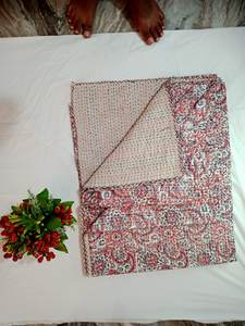 Indian Floral Print Kantha <b>Quilt</b> Cotton Queen Size Ethnic <b>Bedding</b> Boho Bedspreads Throw Blankets Cotton Kantha <b>Quilts</b> Wholesale - Product Image 3