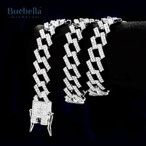 Hombres 925 Plata 14K Chapado en oro blanco 14mm Moissanite Diamond Iced Prong Cadena cubana para hombres Venta caliente Joyería - Product Image 5