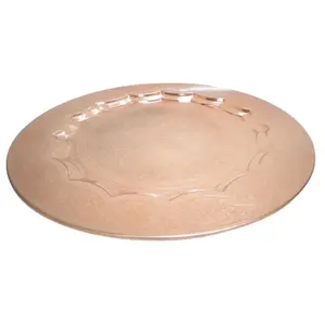 F55 Copper Plating Round Charger Plate With Emboss Design Christmas Decorative 2023 Homeware Kitchenware Serve